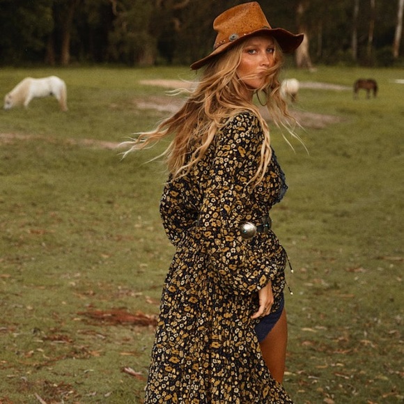 Chasing Unicorns💫 Izabella Duster Dress {Midnight Bloom} sz Small - Picture 8 of 15